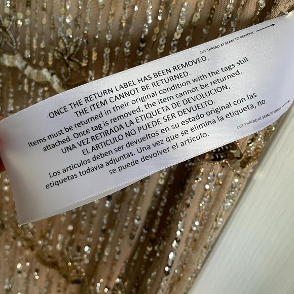 Nwt Mac Duggal Cap Sleeve Embellished Column Gown in Nude - Picture 10 of 15